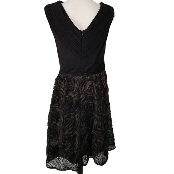 Adrianna Papell Women's Black Tulle Fit Flare Evening Cocktail Party Dre… - Picture 4 of 9
